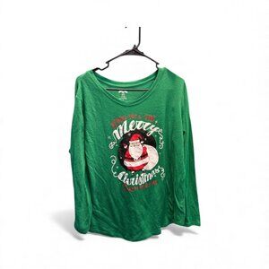 Holiday Time Green Santa Shirt – Women’s Size XL (16/18)